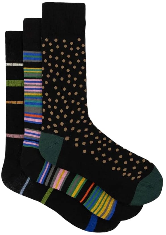 Paul Smith Pack chaussettes Pois rayures carrés M1A SOCK N3PBLA 79 Paul Smith Homme Zwart