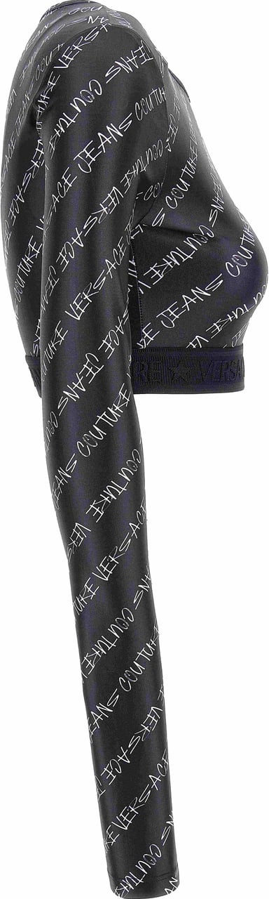 Versace Jeans Couture Logo Print Cropped Top Zwart