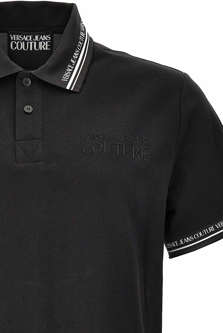 Versace Jeans Couture Versace Jeans Couture Poloshirt Monogram Black/White Zwart