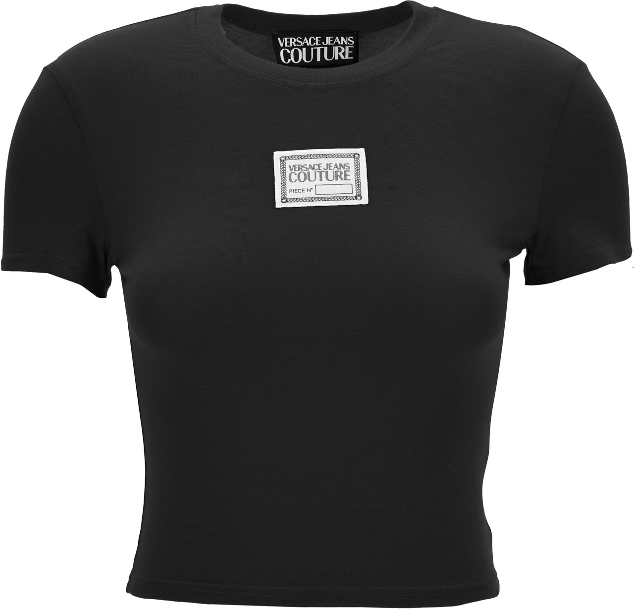 Versace Jeans Couture Label Patch Cropped T-Shirt Zwart