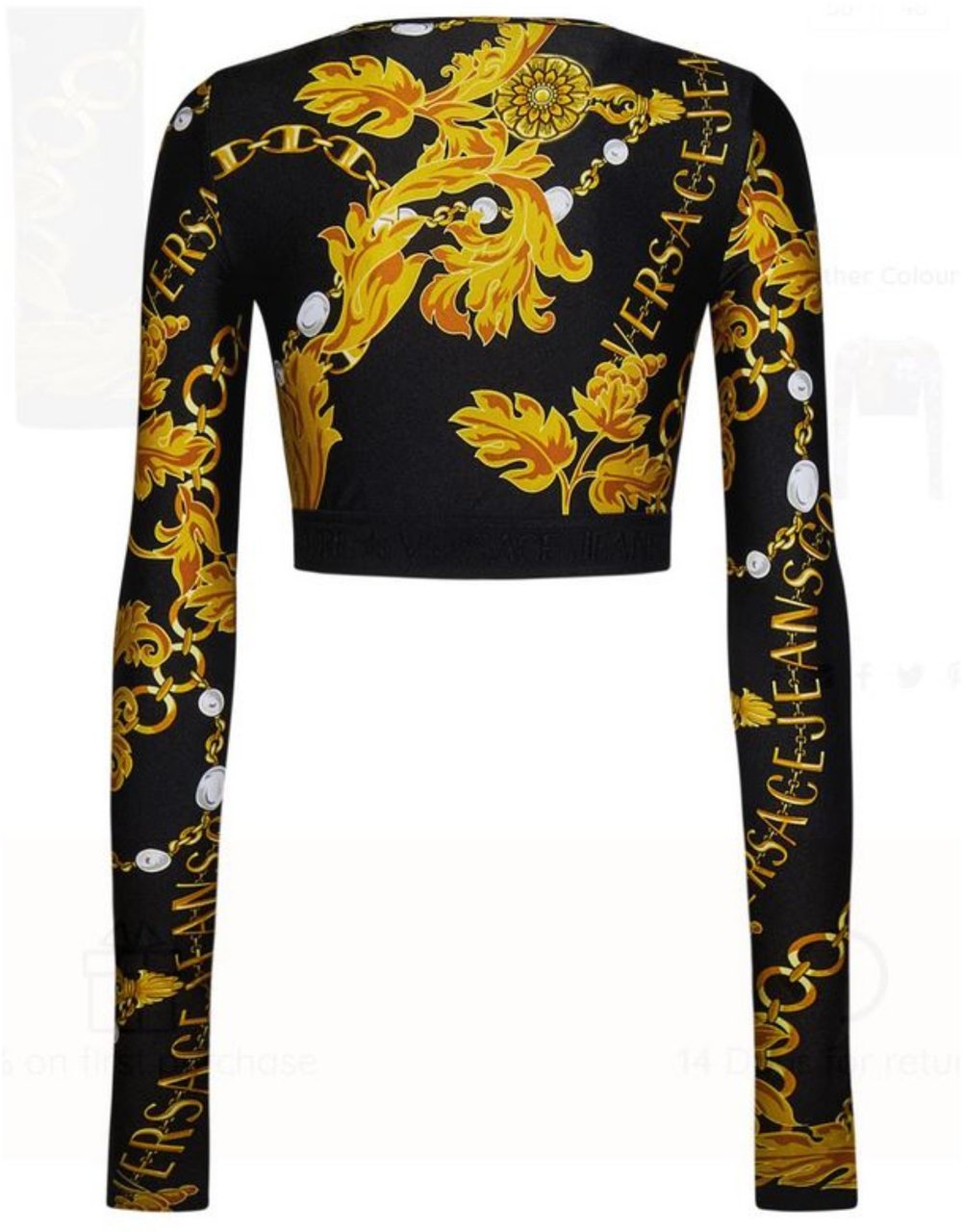 Versace Jeans Couture Chain Couture Print Cropped Top Zwart