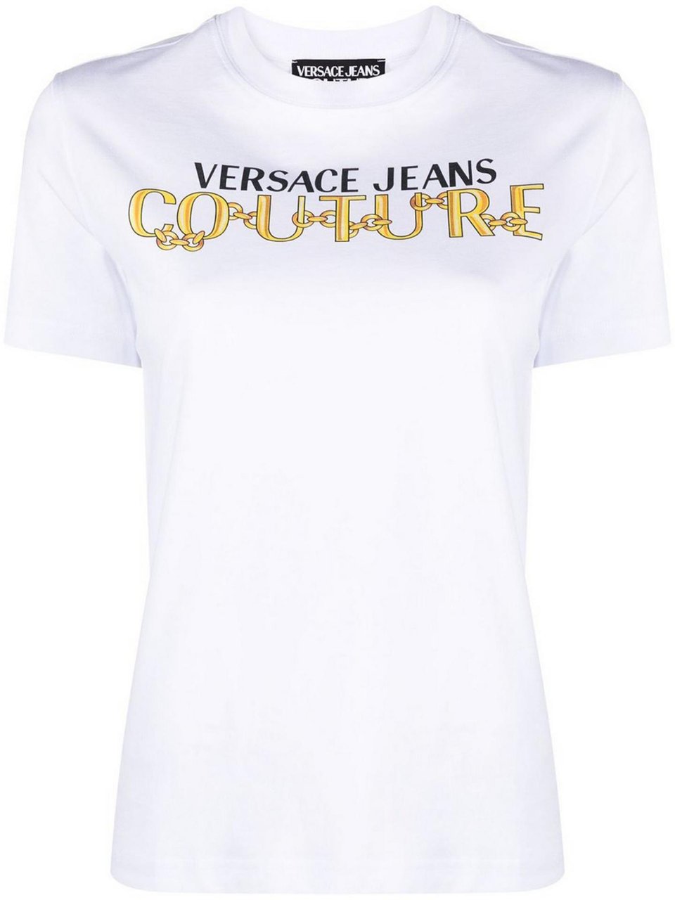 Versace Jeans Couture Chain Logo Print T-Shirt Wit