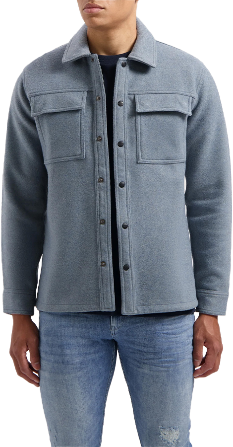 Pure Path Pure Path Flannel Overshirt Blue Blauw