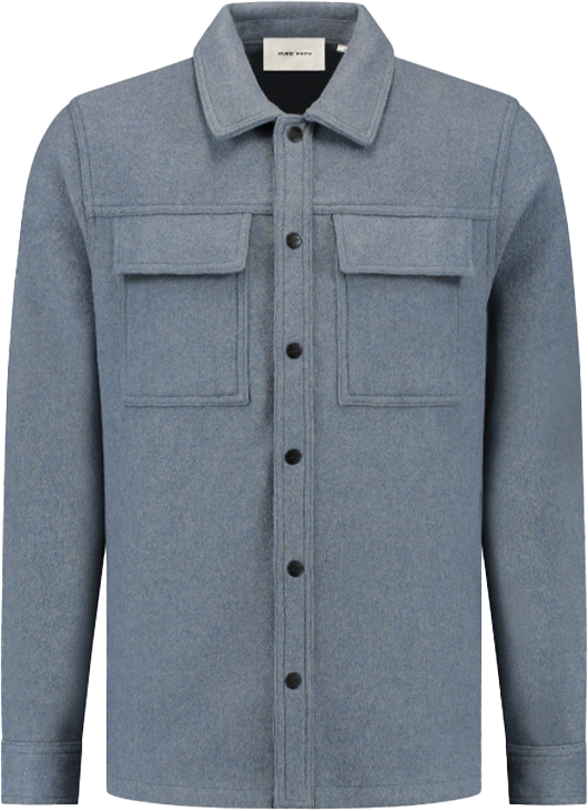 Pure Path Pure Path Flannel Overshirt Blue Blauw