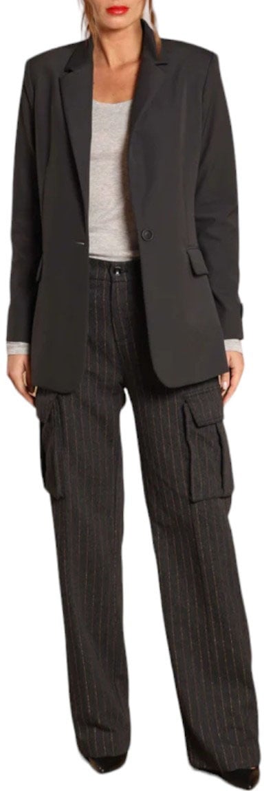 Mason's Pantalon large Gris souris Rayé Bronze poches cargo Victoria Mason's Femme NT346 006 Grijs