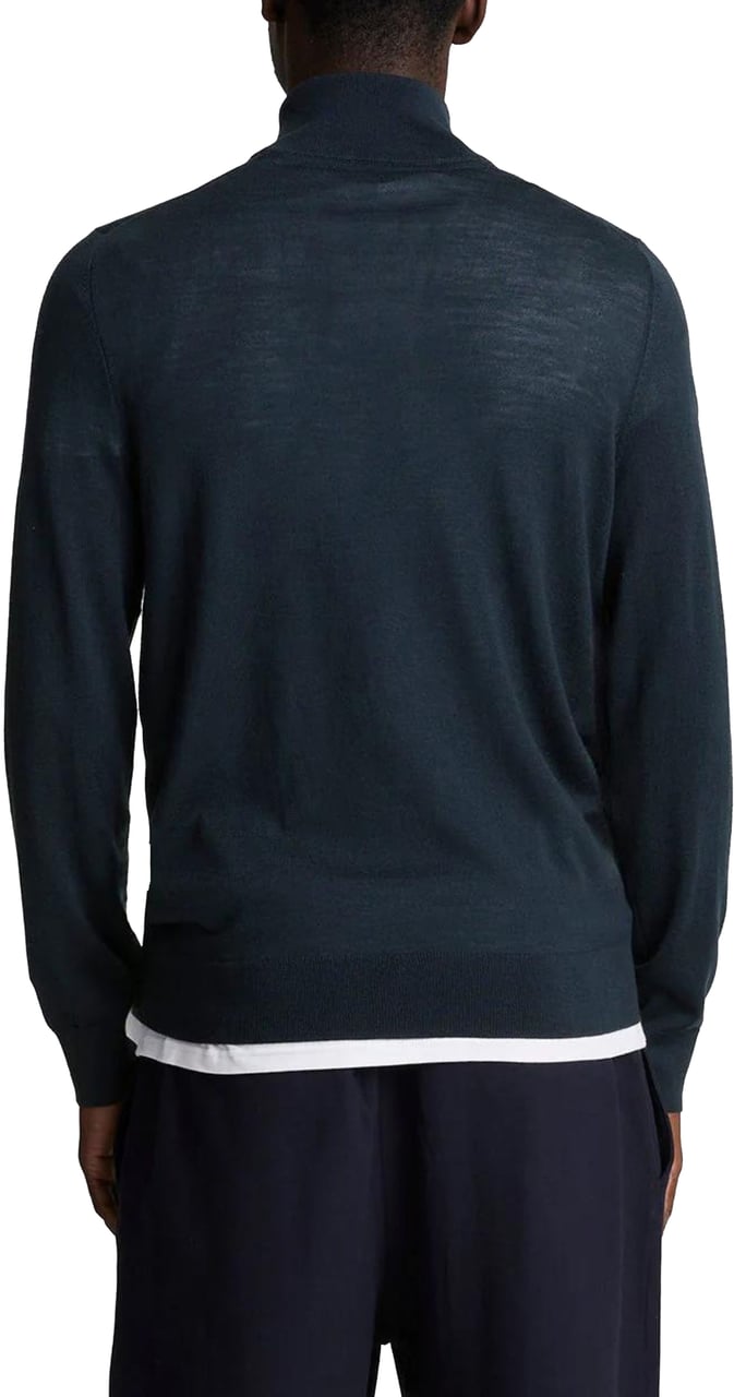 Lyle & Scott Lyle & Scott Tonal Eagle Merino Quarter Zip Jumper Blauw