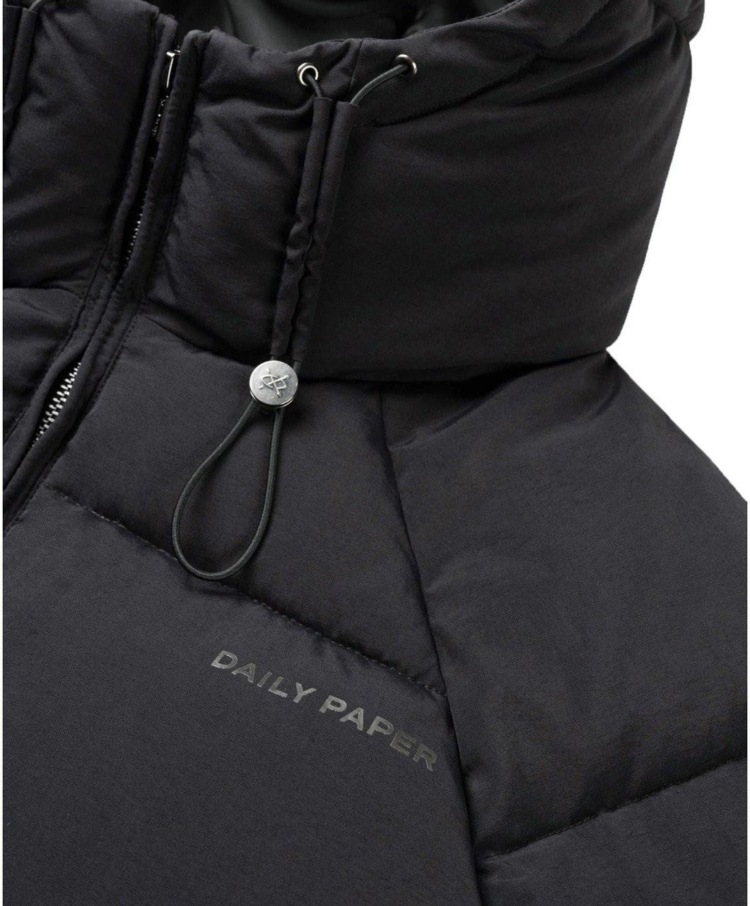 Daily Paper Relaxed Black Hooded Padded Jacket Black Zwart