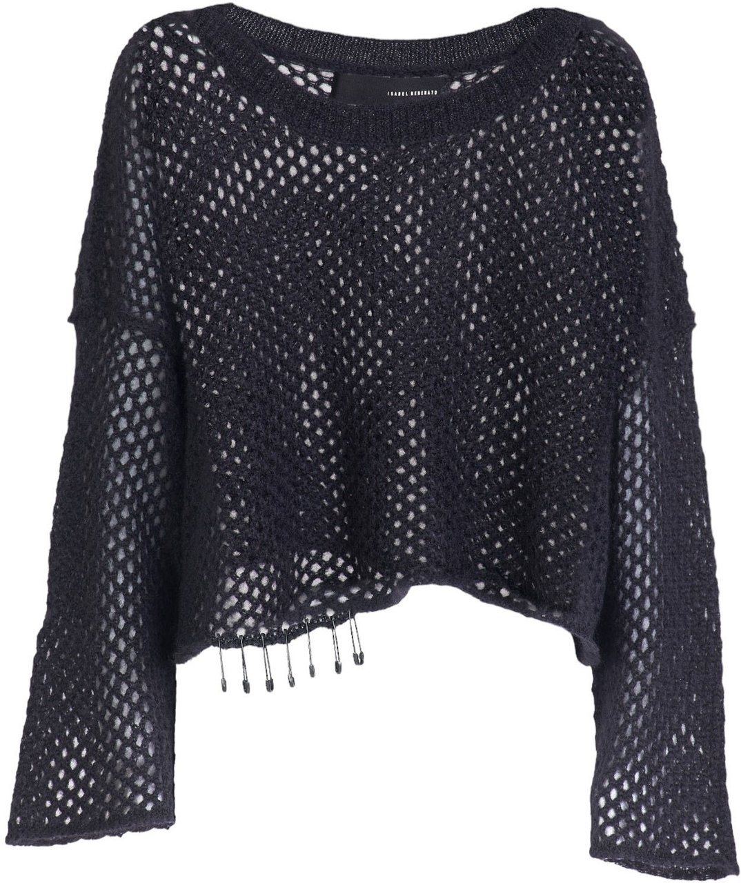 Isabel Benenato Pull filet Epingles à nourrice Noir Isabel Benenato Femme DK32 01 Zwart