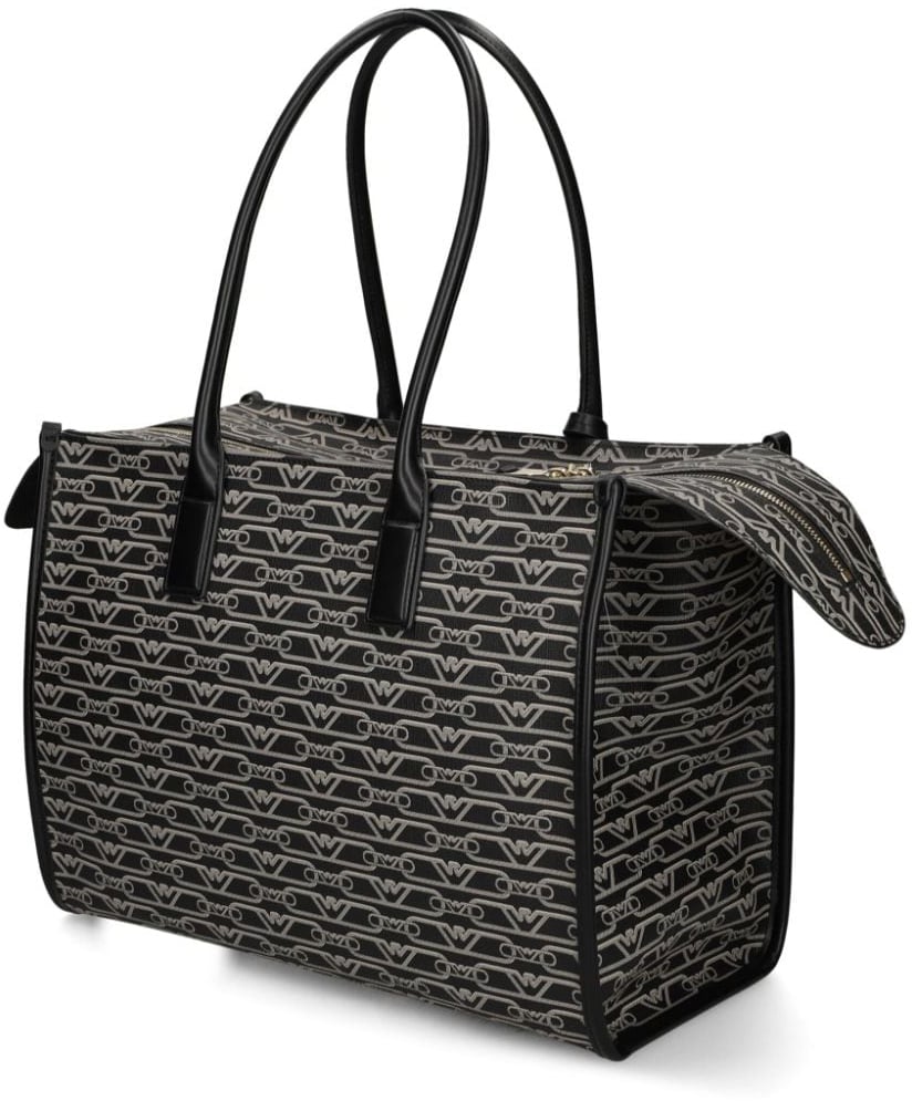 Emporio Armani Tote M Monogram Pvc Nero-Ecru Divers