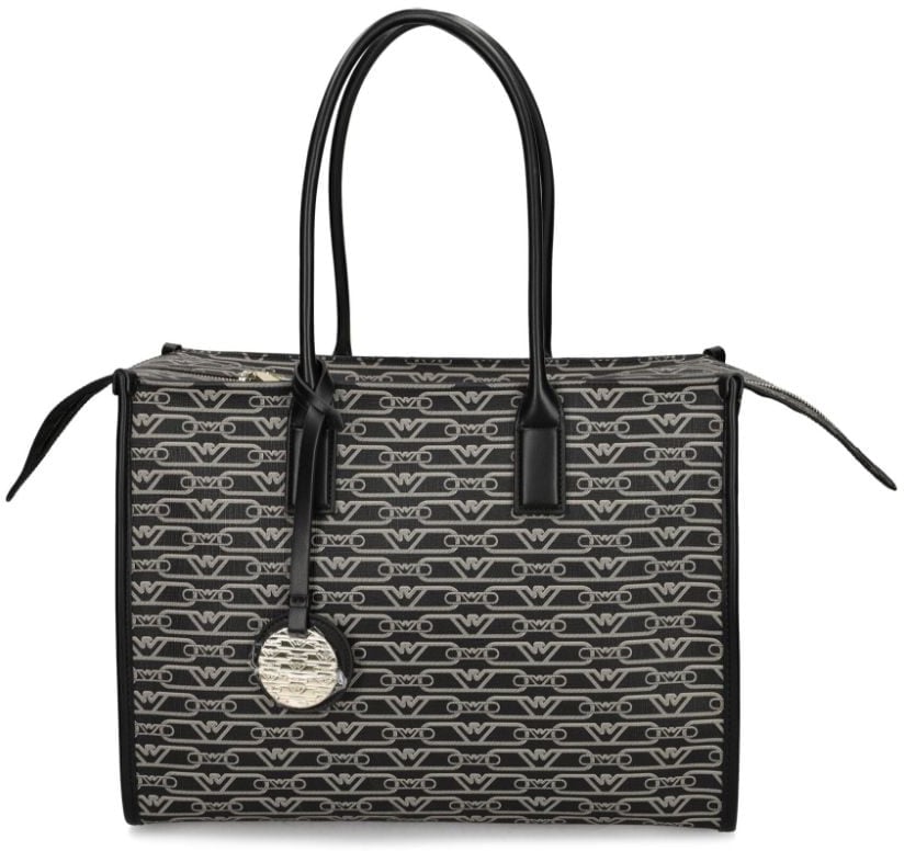 Emporio Armani Tote M Monogram Pvc Nero-Ecru Divers
