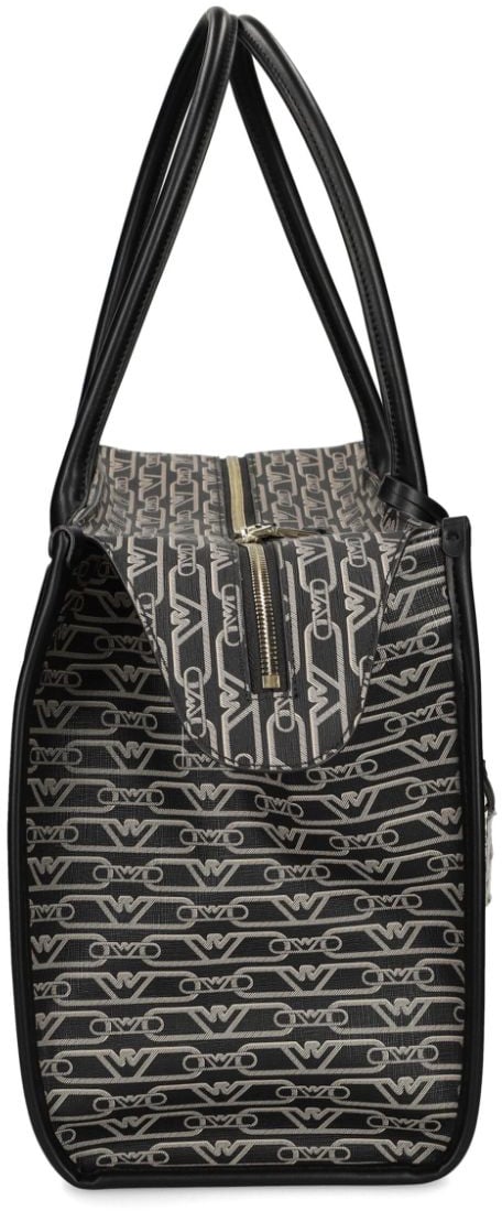 Emporio Armani Tote M Monogram Pvc Nero-Ecru Divers
