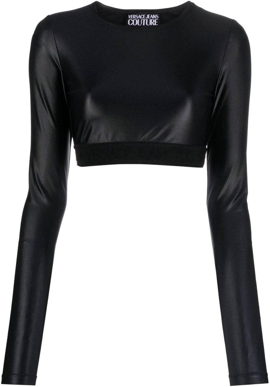 Versace Jeans Couture Chain Couture Print Cropped Top Zwart