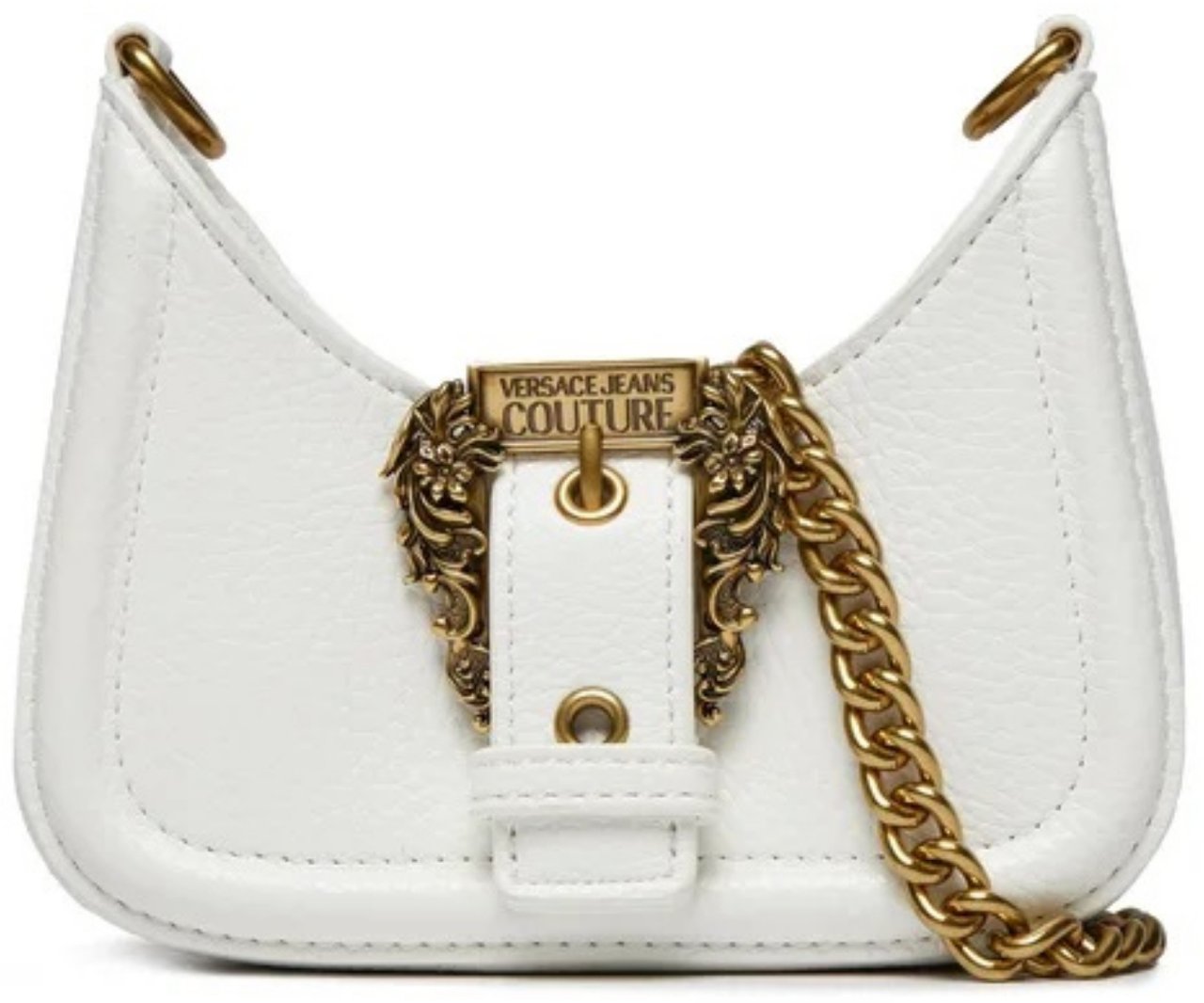 Versace Jeans Couture Baroque Buckle Mini Bag Wit