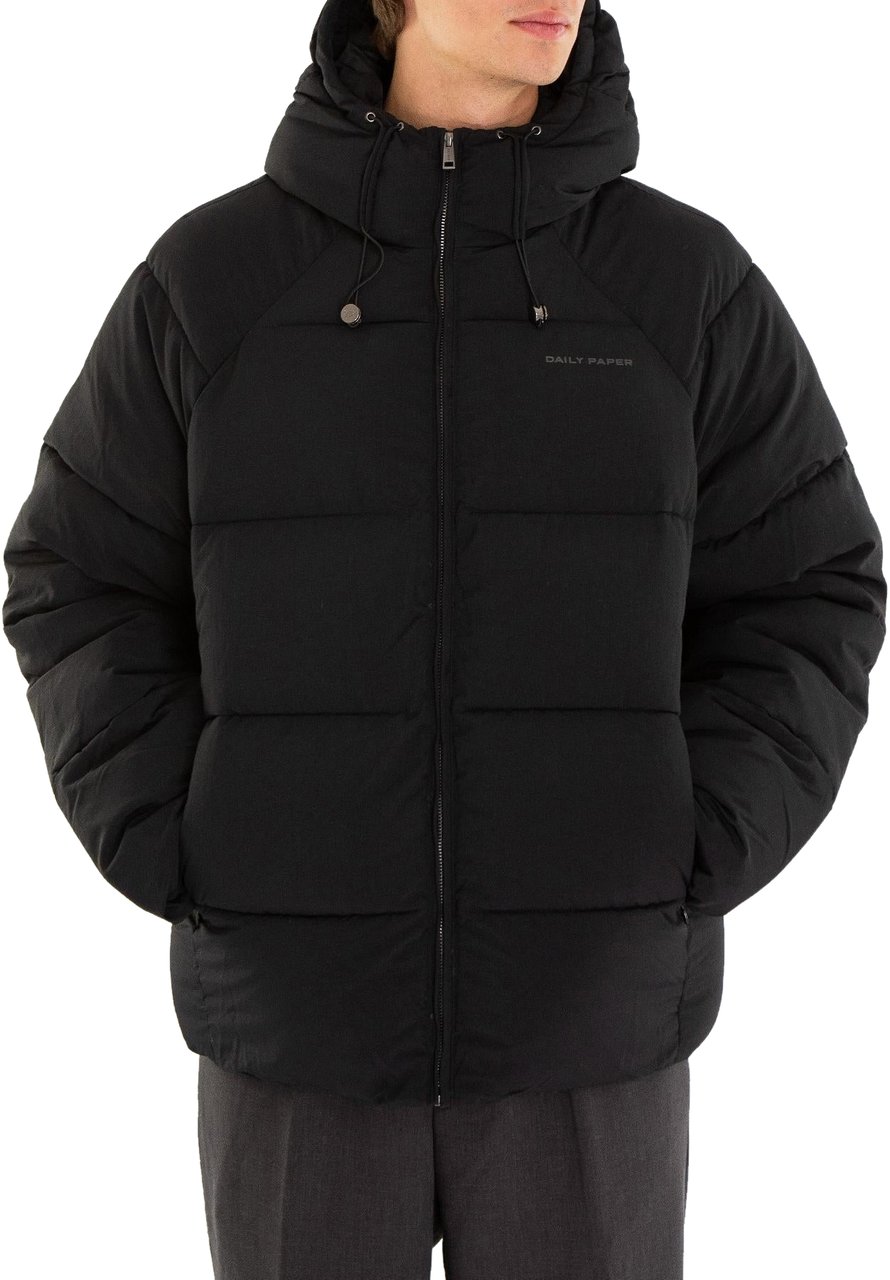 Daily Paper Relaxed Black Hooded Padded Jacket Black Zwart