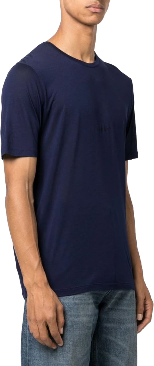 Saint Laurent Embroidered Logo T-shirt Blauw