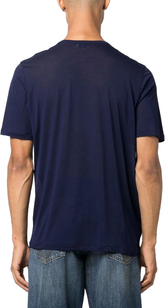 Saint Laurent Embroidered Logo T-shirt Blauw