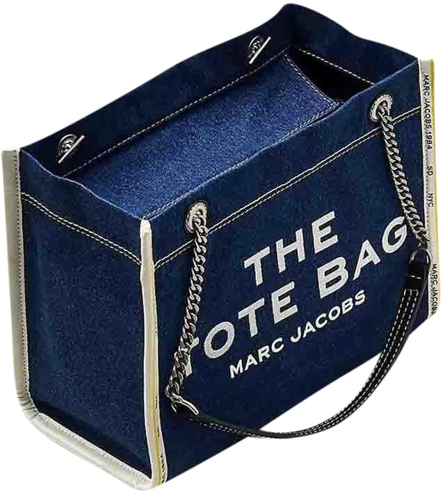 Marc Jacobs The Medium Tote Chain Denim Dark Wash Grijs