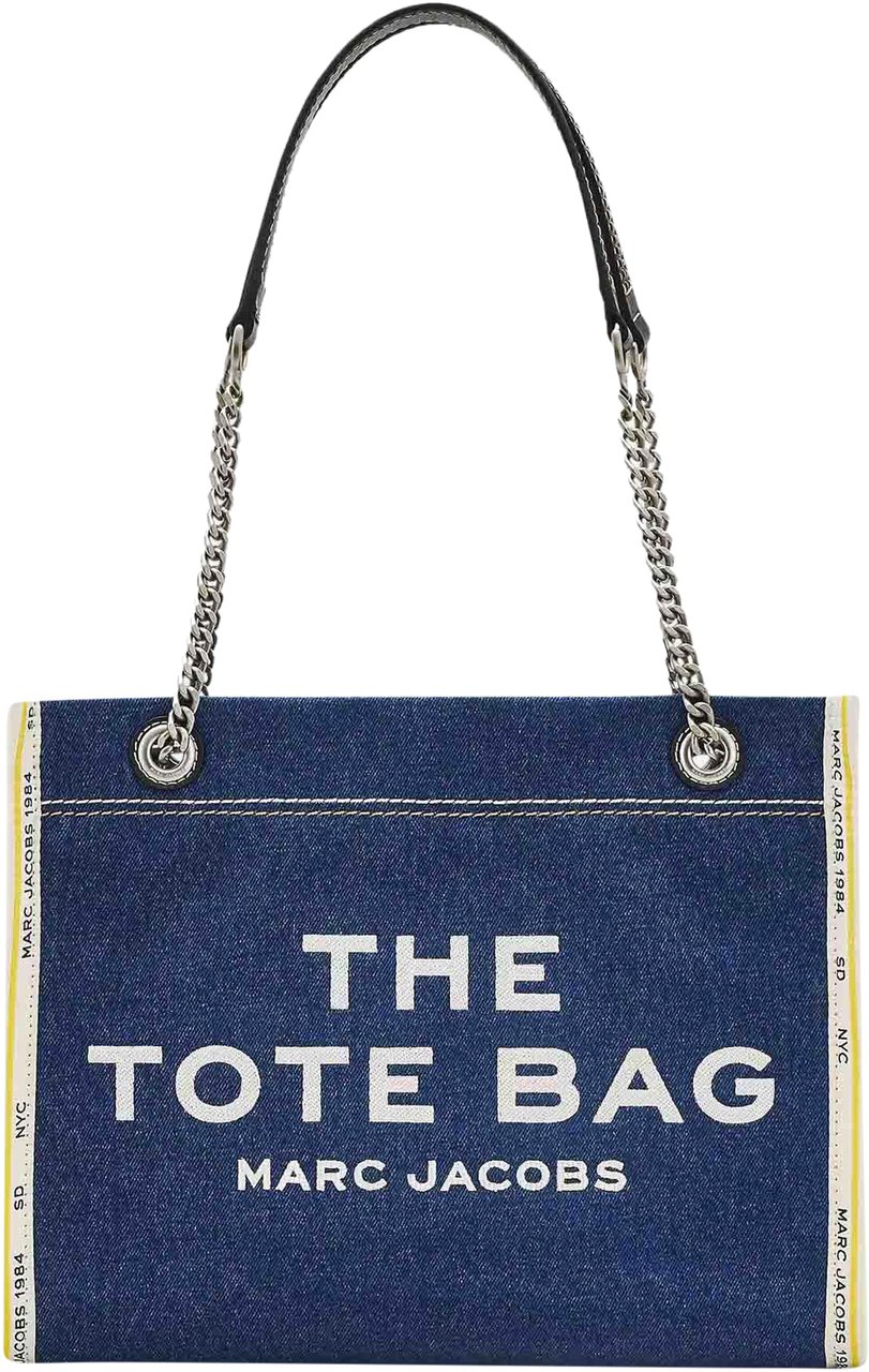 Marc Jacobs The Medium Tote Chain Denim Dark Wash Grijs