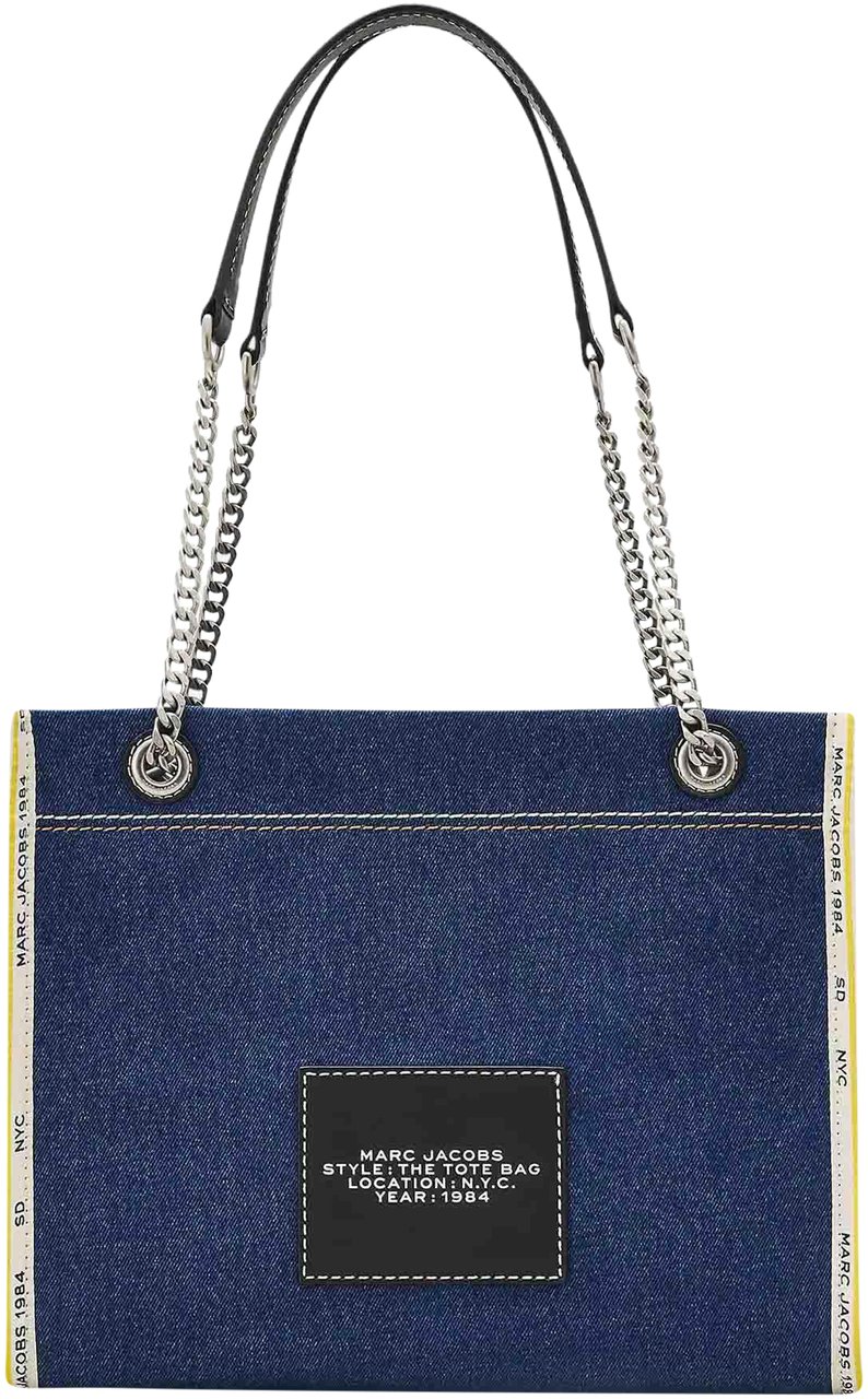 Marc Jacobs The Medium Tote Chain Denim Dark Wash Grijs