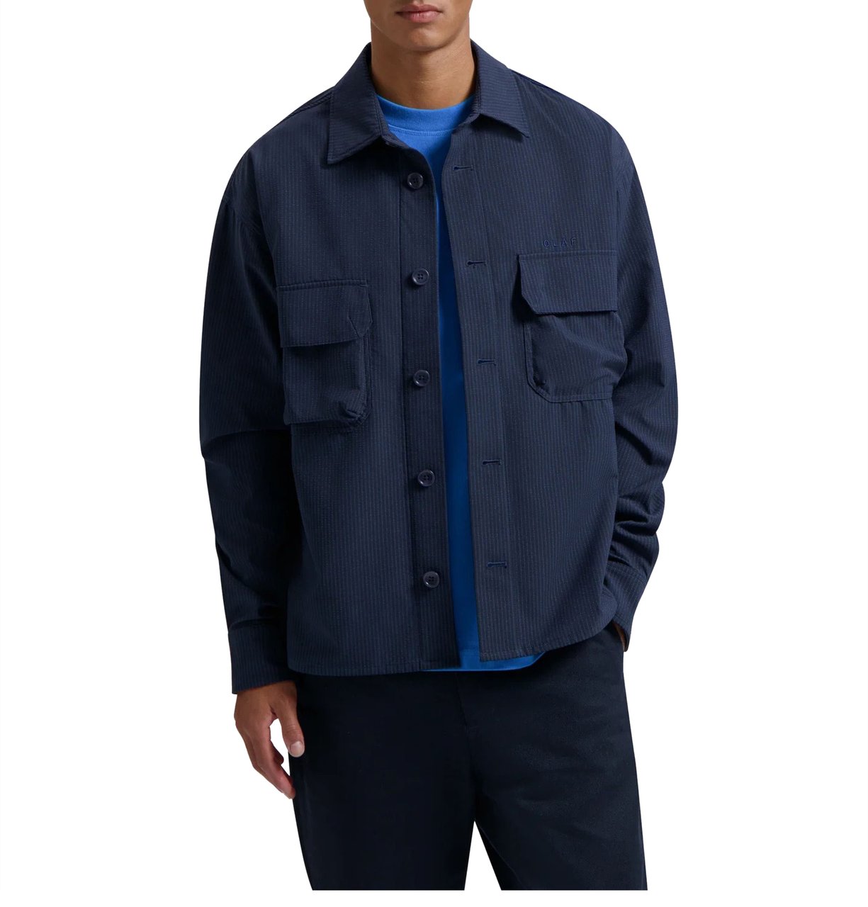 ØLÅF ØlÅf Bonded Pocket Overshirt Ls Overshirts Donkerblauw M200306 Blauw