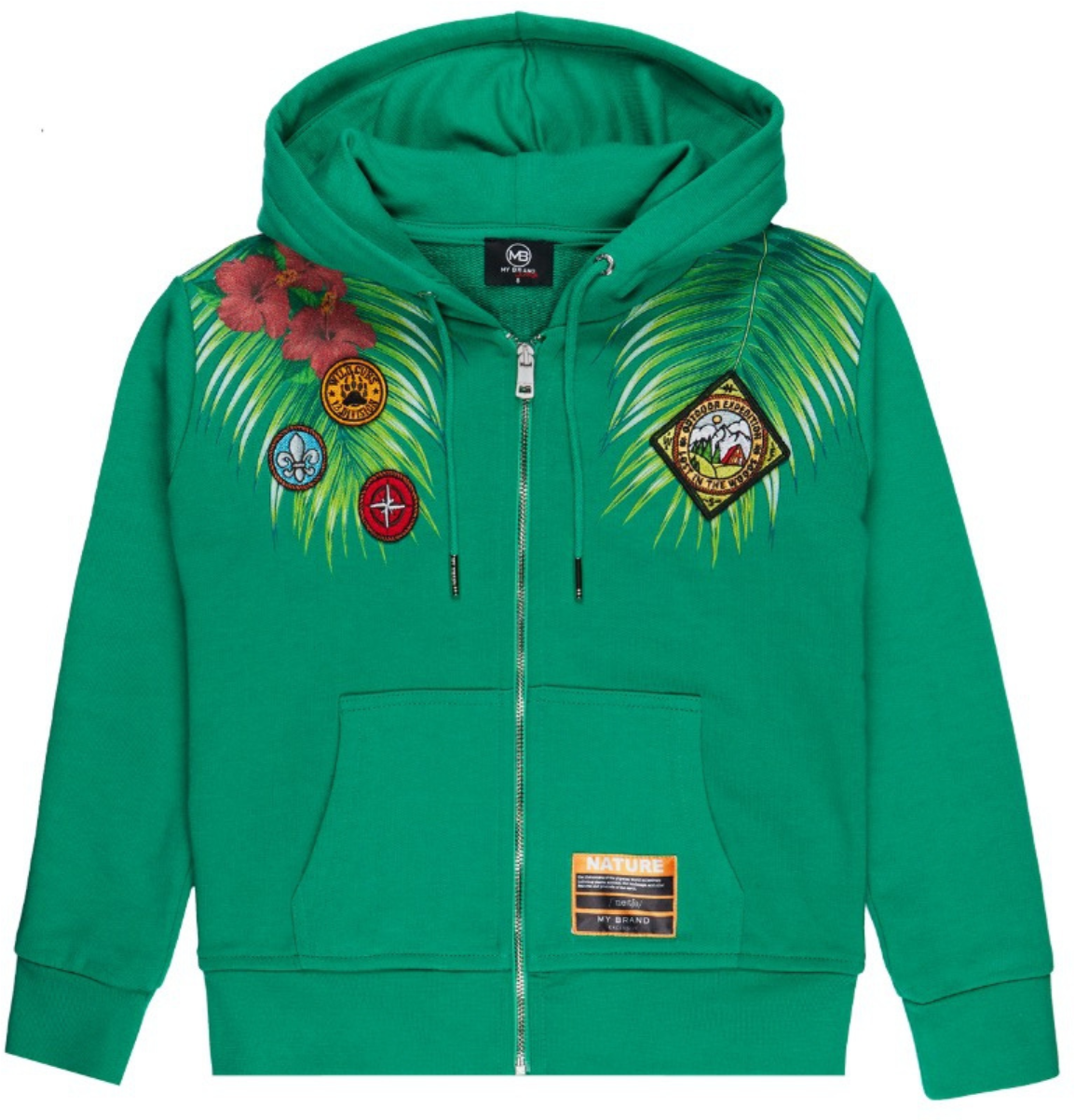 My Brand TROPICAL ZIPPER HOODIE | GREEN Groen