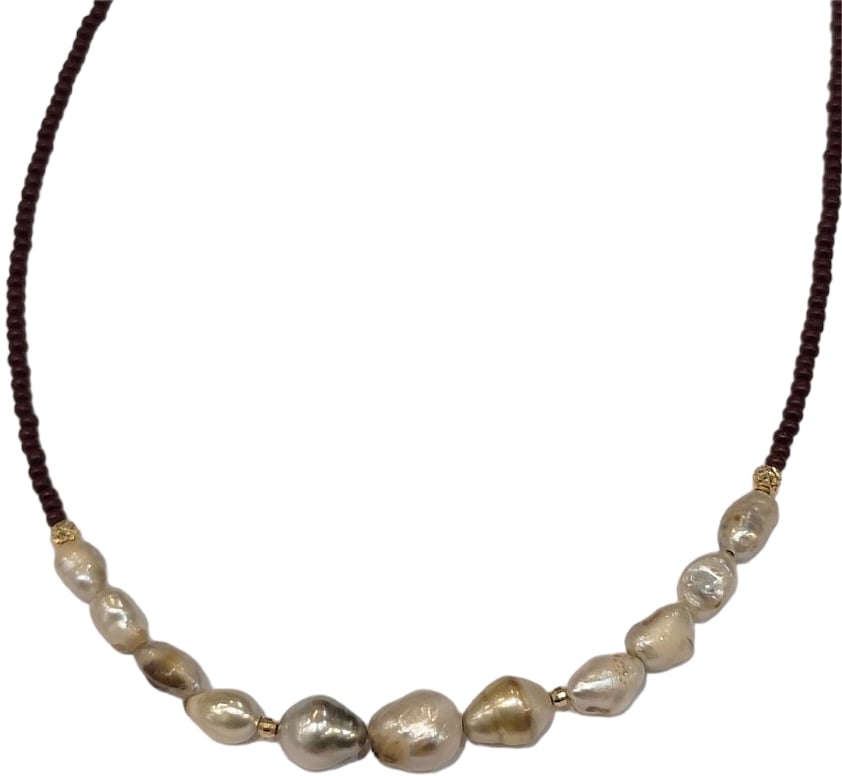 Catherine Michiels Ras du cou perles Tahiti perles céramique japonaise Malika FW2222 Catherine Michiels Divers