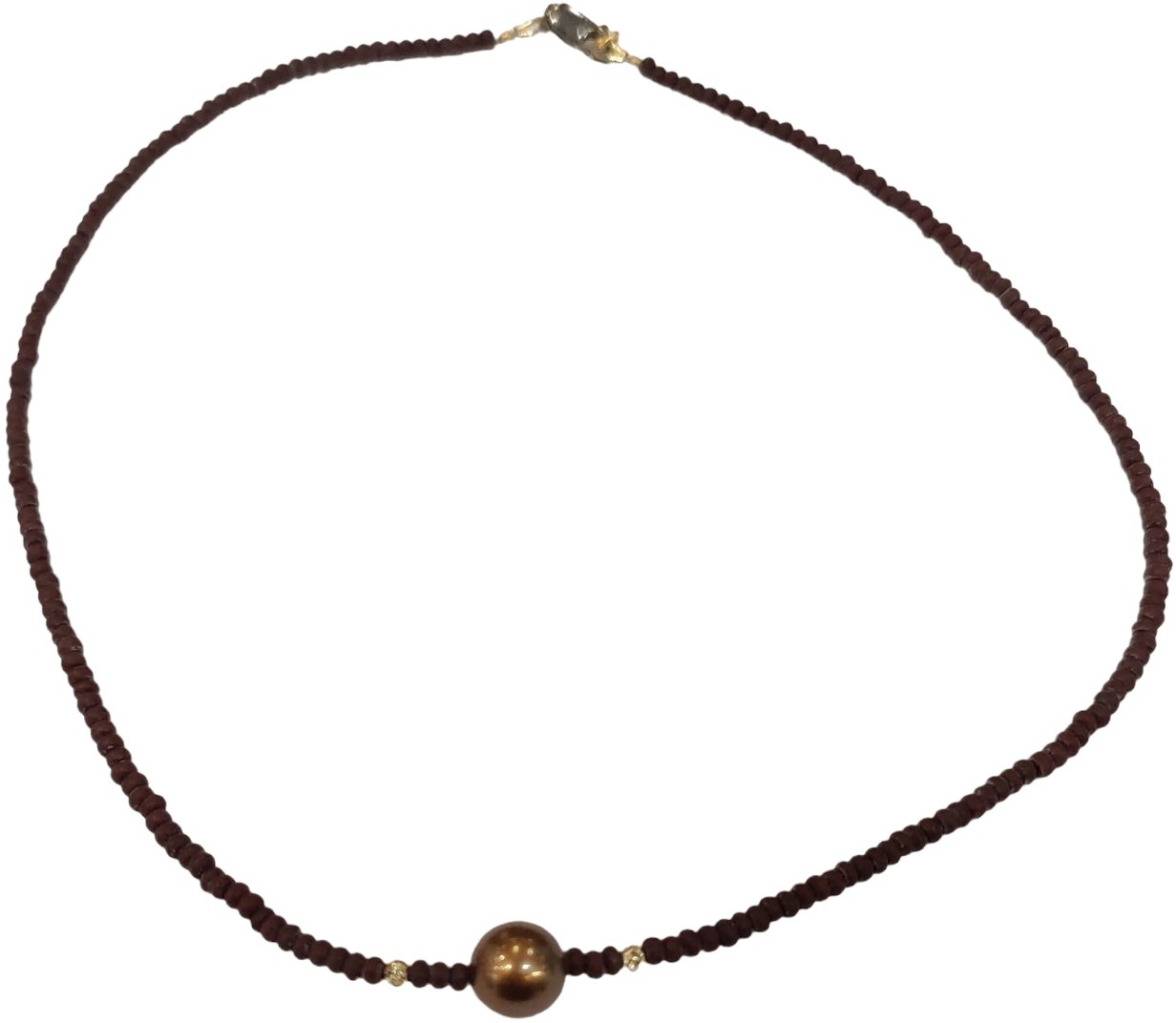 Catherine Michiels Collier Ras du cou perle japonaise chocolat perles céramiques F2215 Catherine Michiels Divers
