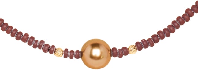 Catherine Michiels Collier Ras du cou perle japonaise chocolat perles céramiques F2215 Catherine Michiels Divers