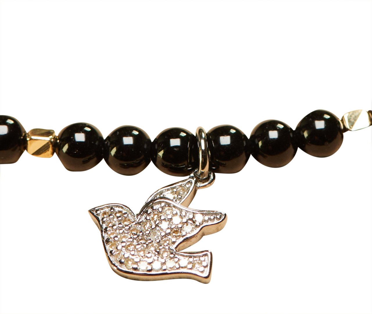 Catherine Michiels Collier colombe Argent Diamants Agate noir FW2305 Catherine Michiels Zwart