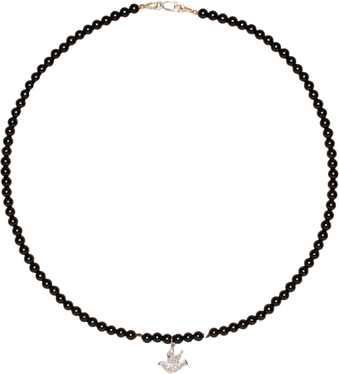 Catherine Michiels Collier colombe Argent Diamants Agate noir FW2305 Catherine Michiels Zwart