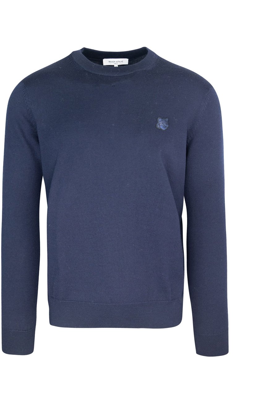 Maison Kitsuné Maison Kitsuné Navy blue wool sweater Blauw