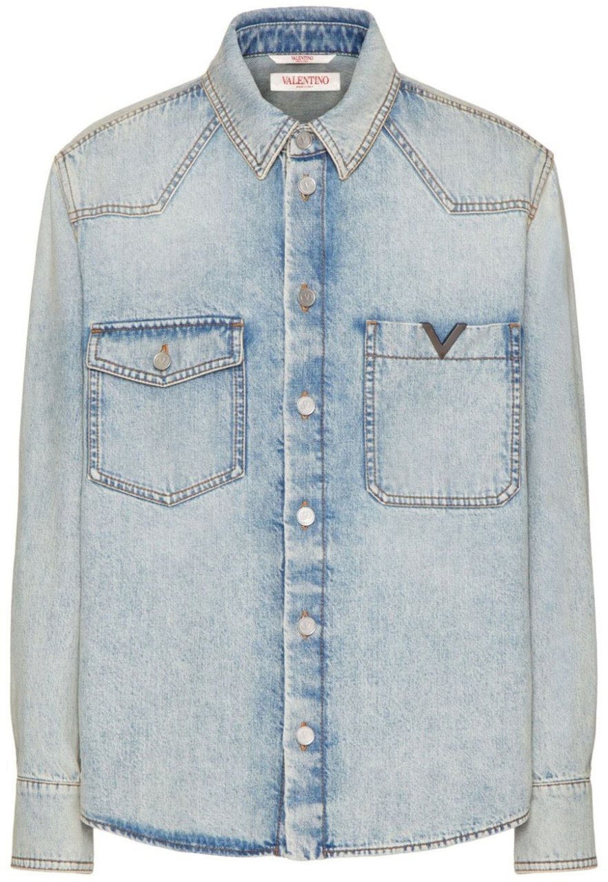Valentino Valentino Garavani Cotton Denim Shirt Blauw