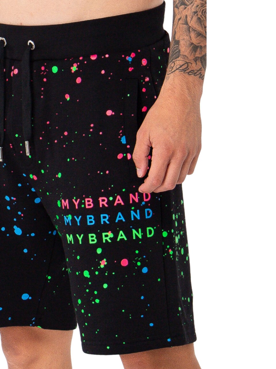 My Brand Neon Paint Splash MB Shorts Black | BLACK Zwart