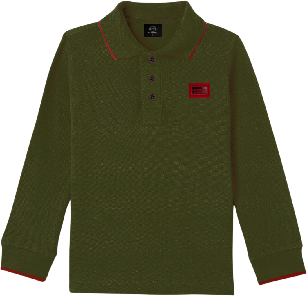 My Brand Colorfull Longsleeve Polo Army | ARMY Groen