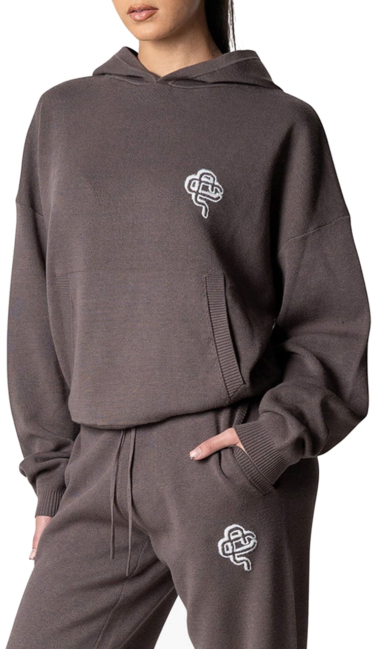Quotrell Flo Knitted Hoodie | Cool Brown/off White Bruin