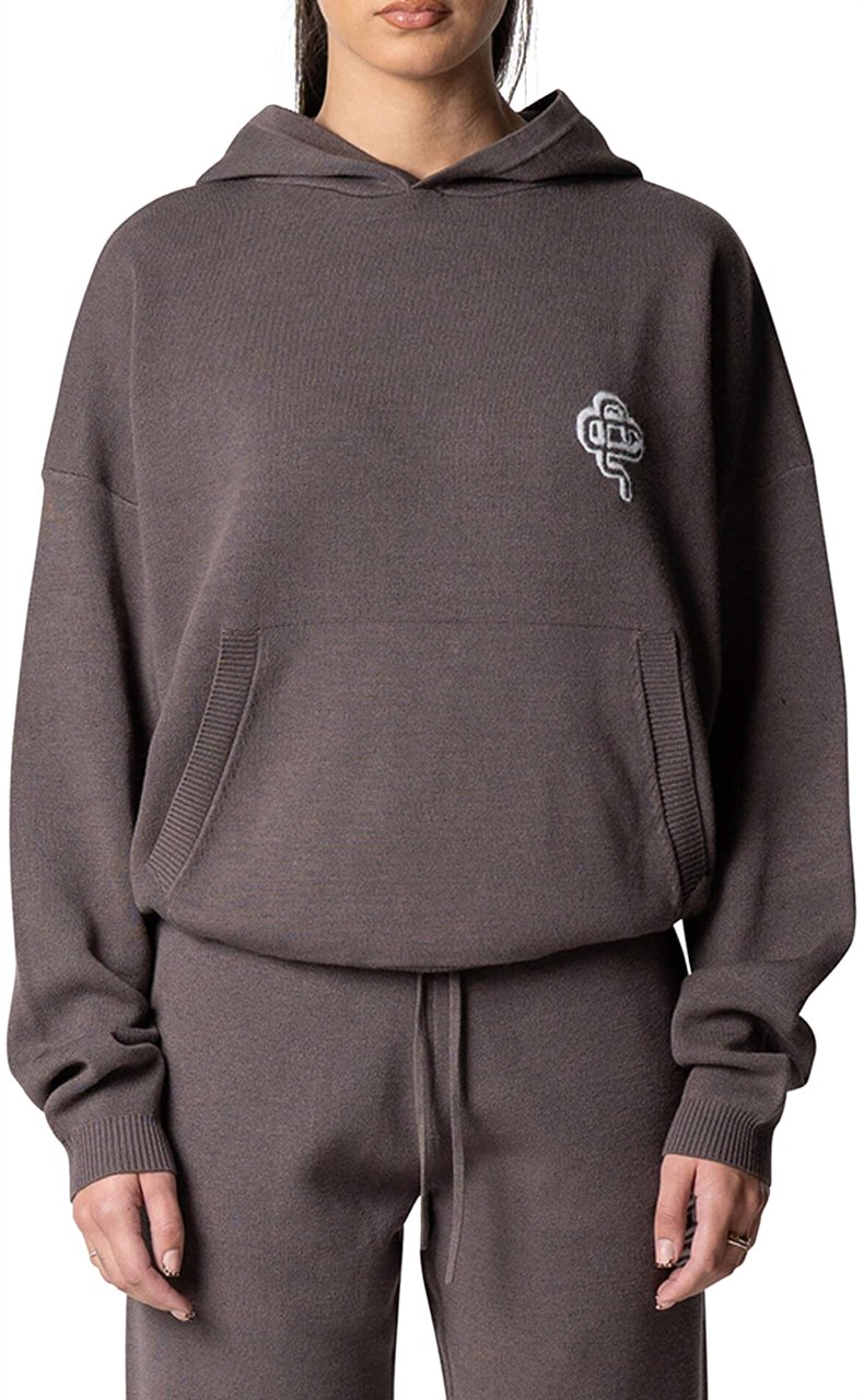 Quotrell Flo Knitted Hoodie | Cool Brown/off White Bruin