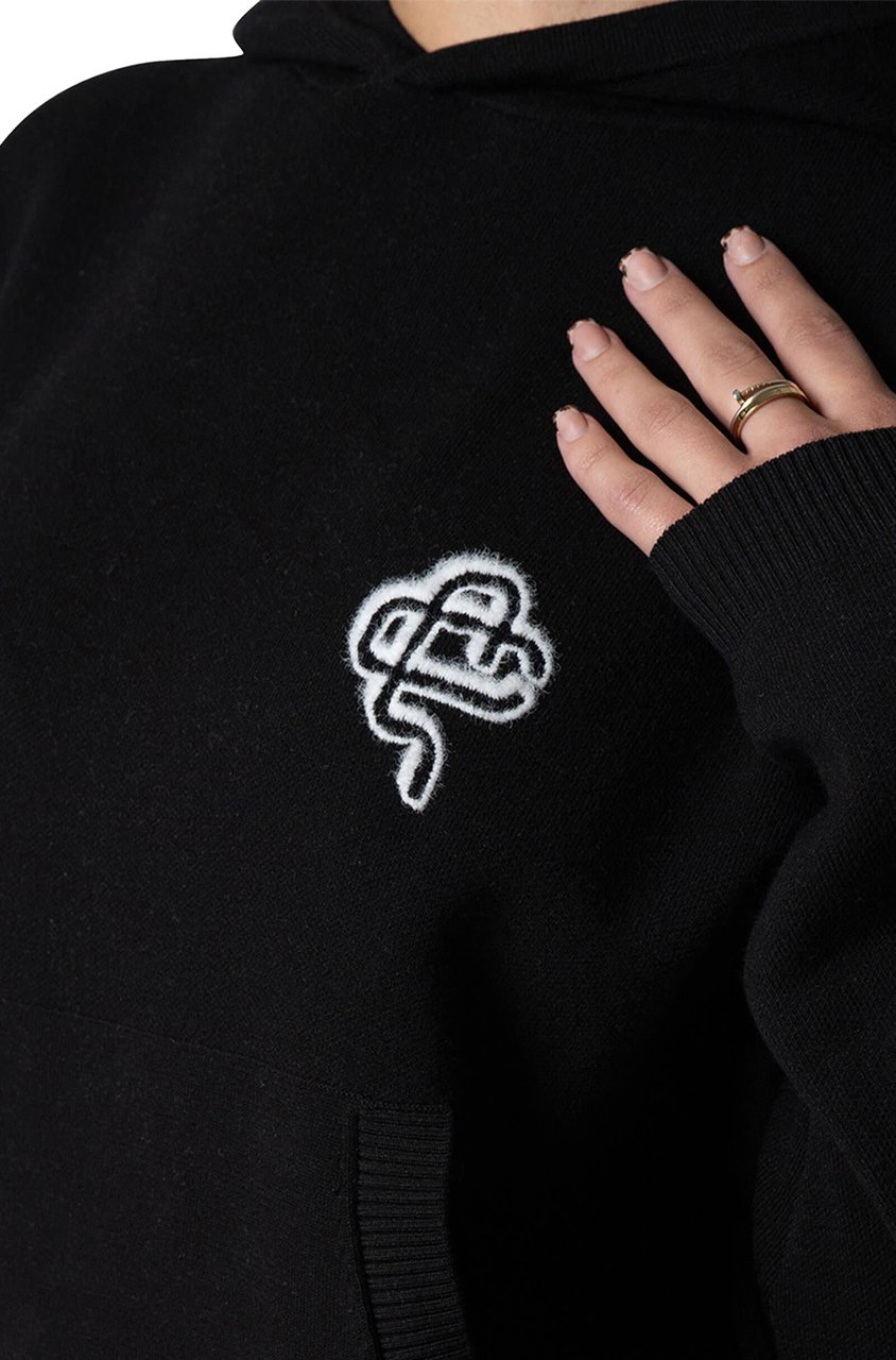 Quotrell Flo Knitted Hoodie | Black/off White Zwart
