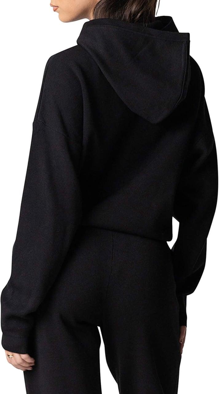 Quotrell Flo Knitted Hoodie | Black/off White Zwart