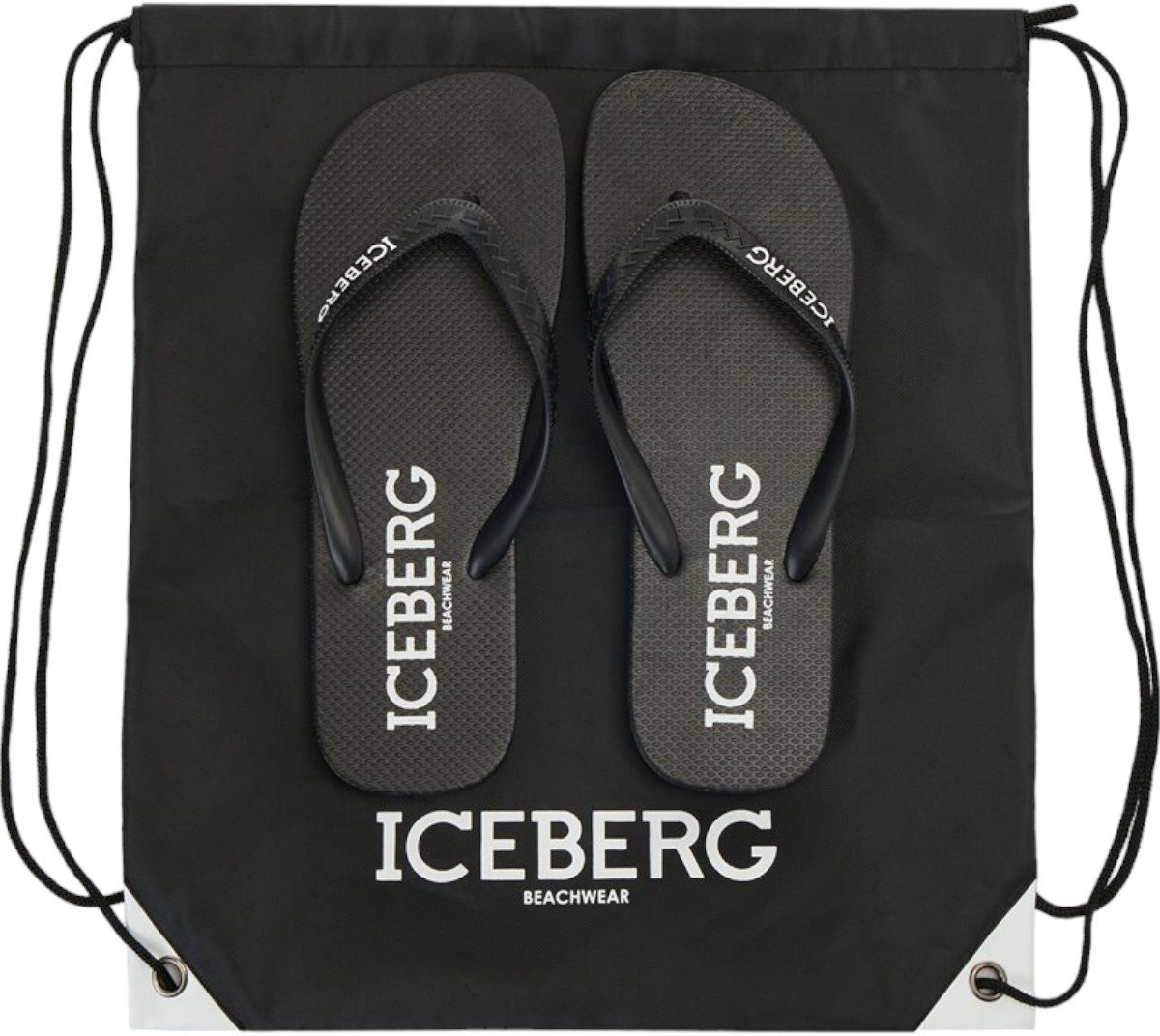 Iceberg Slippers Heren Zwart/Wit Zwart
