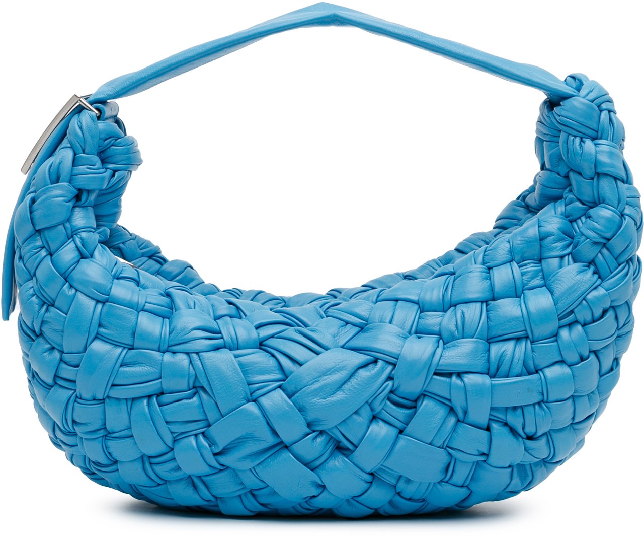 Bottega Veneta Paper Calfskin Intrecciato Banana Hobo Bag Blauw