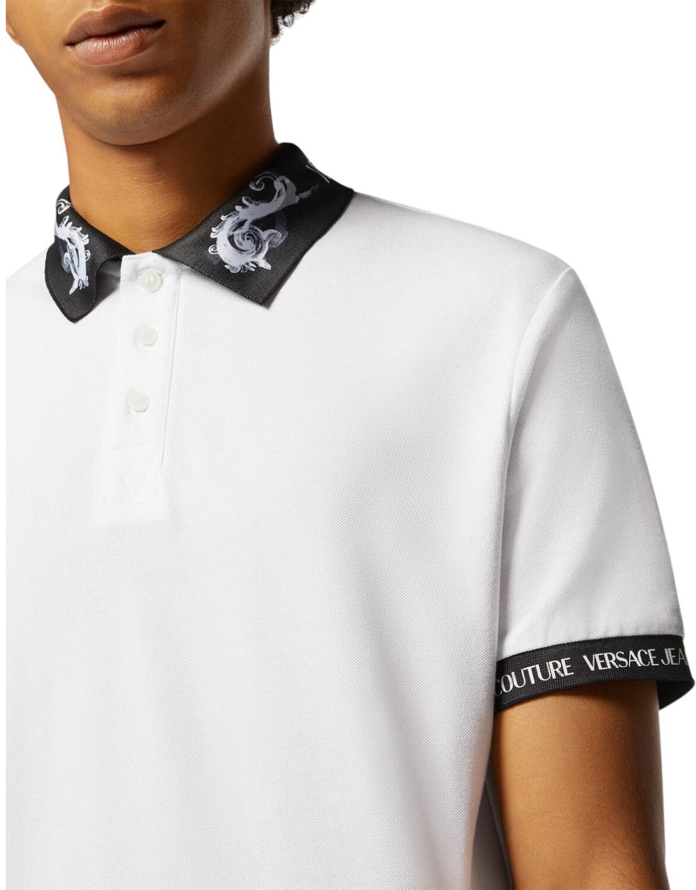 Versace Jeans Couture Versace Jeans Couture Polo Watercolor Collar White/Black Wit