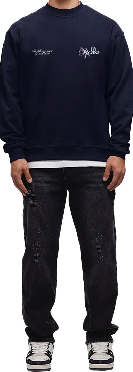 JORCUSTOM Angel Crewneck Sweater Navy Blauw