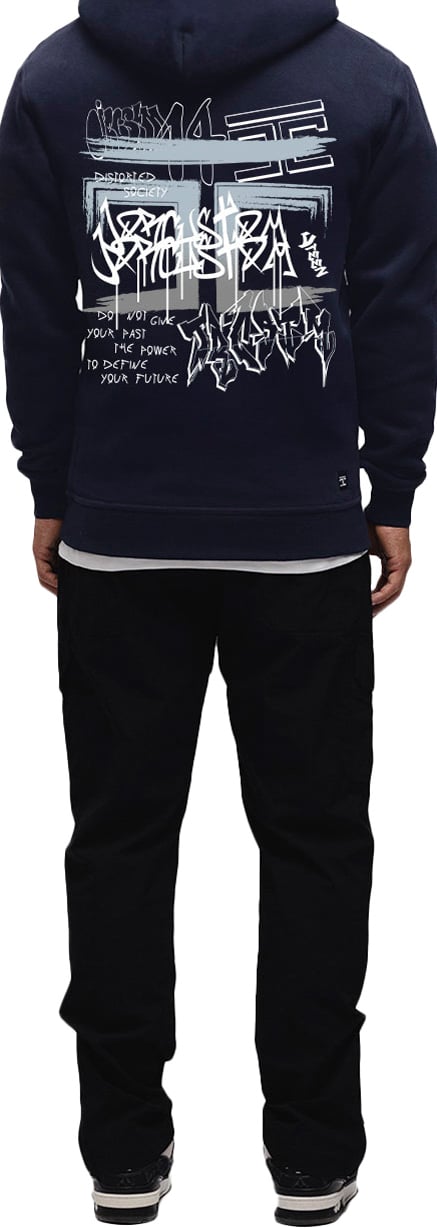 JORCUSTOM Graffiti Slim Fit Hoodie Navy Blauw