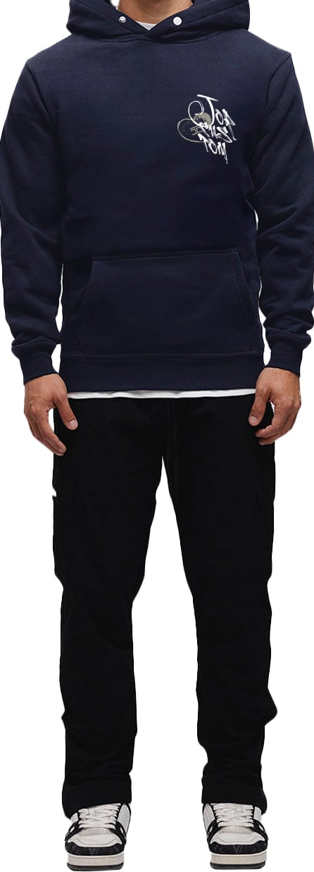 JORCUSTOM LoveAngel Slim Fit Hoodie Navy Blauw