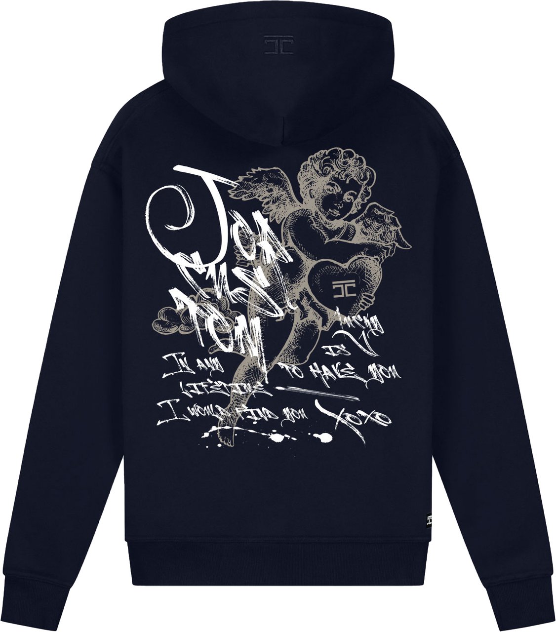 JORCUSTOM LoveAngel Slim Fit Hoodie Navy Blauw