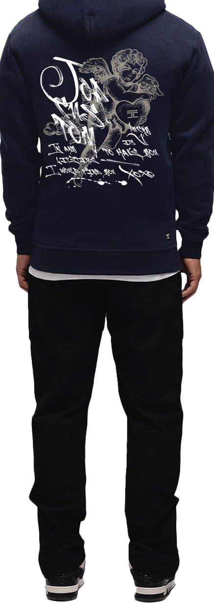 JORCUSTOM LoveAngel Slim Fit Hoodie Navy Blauw