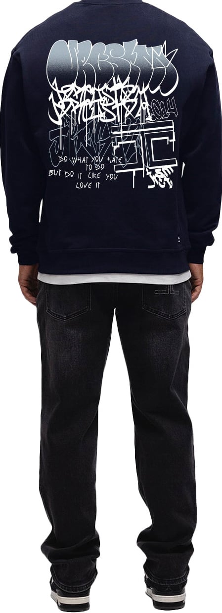 JORCUSTOM Bubble Crewneck Sweater Navy Blauw