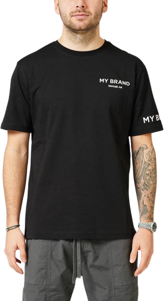 My Brand MY BRAND UPSIDE DOWN LOGO BLACK T-SHIRT | BLACK Zwart