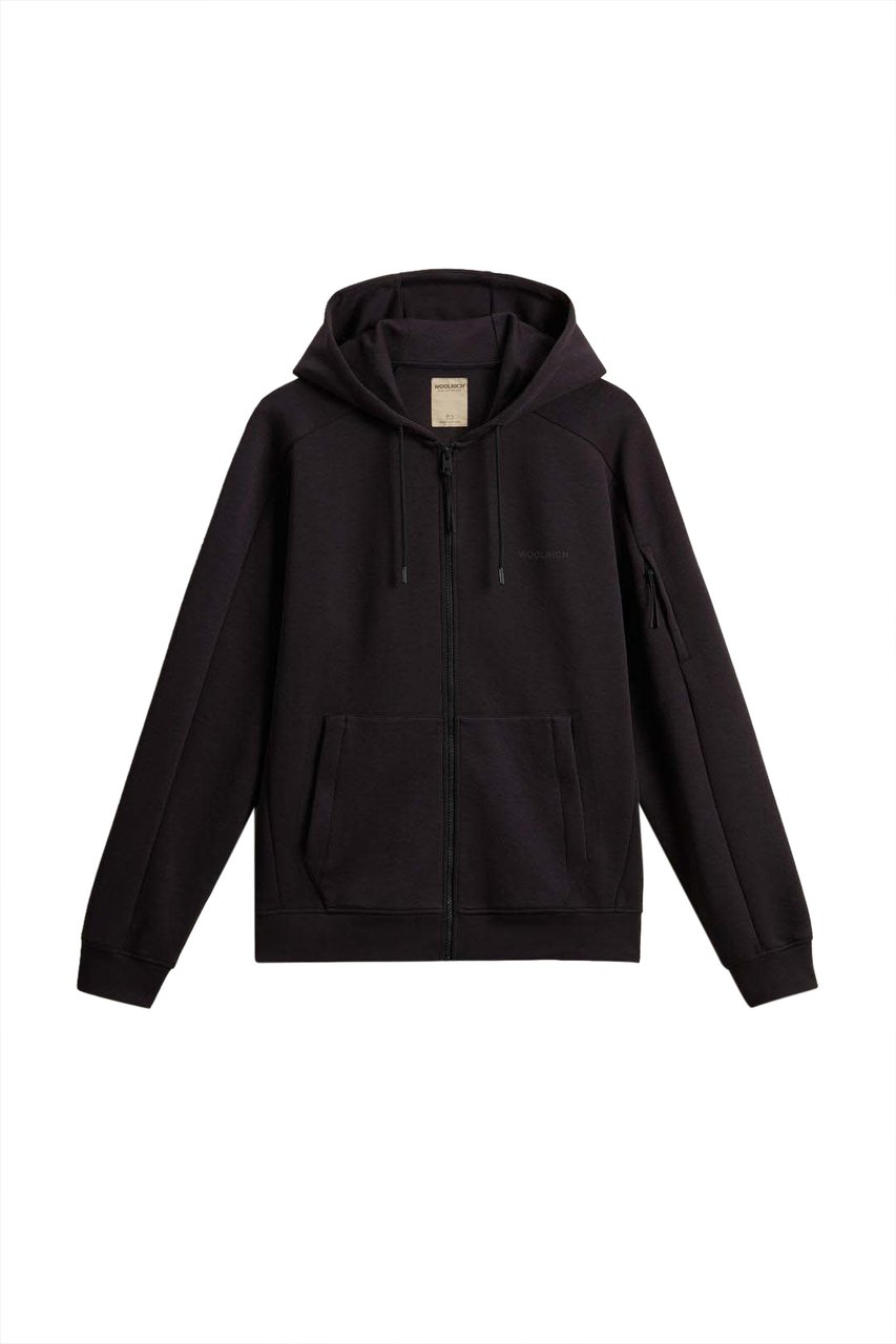 Woolrich Tech Full-Zip Hoodie Black Zwart