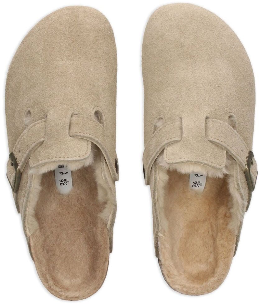 Birkenstock Shearling clogs 'Boston' Beige